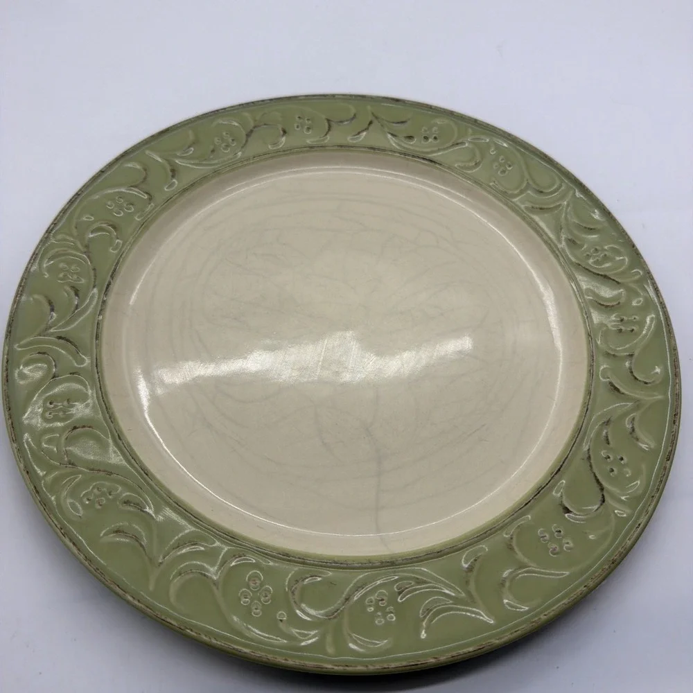 SET OF 3 PIER 1 ANTIQUE FLORAL DINNER PLATES 10 7/8